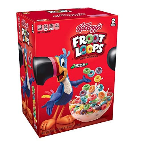 Kellogg's Froot Loops Breakfast Cereal, Fruit Flavored, Breakfast Snacks with Vitamin C, Family Size, Original, 19.4oz Box (1 Box)
