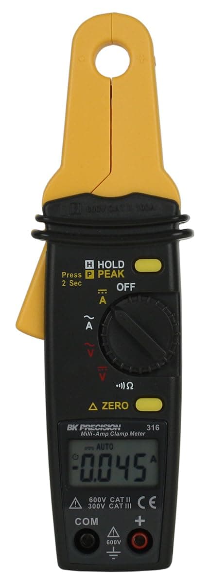 B&K Precision 316 Mini AC/DC Clamp Meter, 12.5mm Clamp Opening size