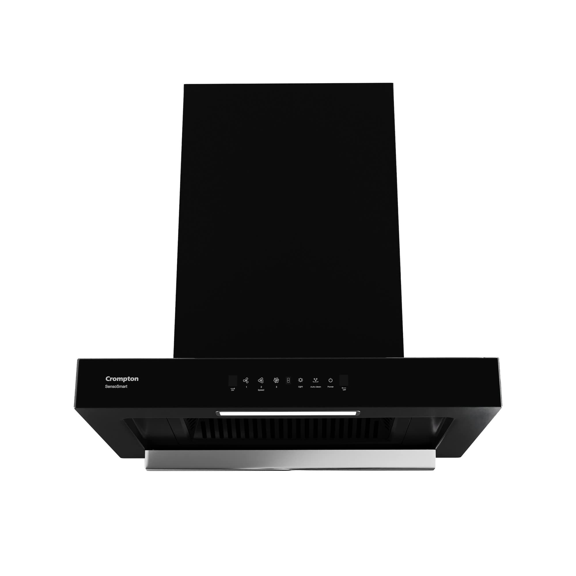 Crompton SensoSmart Box 60cm Baffle Filter Auto Clean Wall Mounted Chimney Black 1620 CMH - CHD-SSB60BFE-MBL