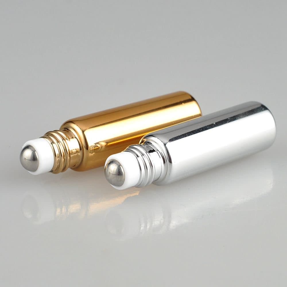 5ML Roller Ball Glass Perfume Bottle Refill Bottles Atomizer Empty Travel Spray Scent Pump Case for Perfume Essential Oil Eye Gel Silver