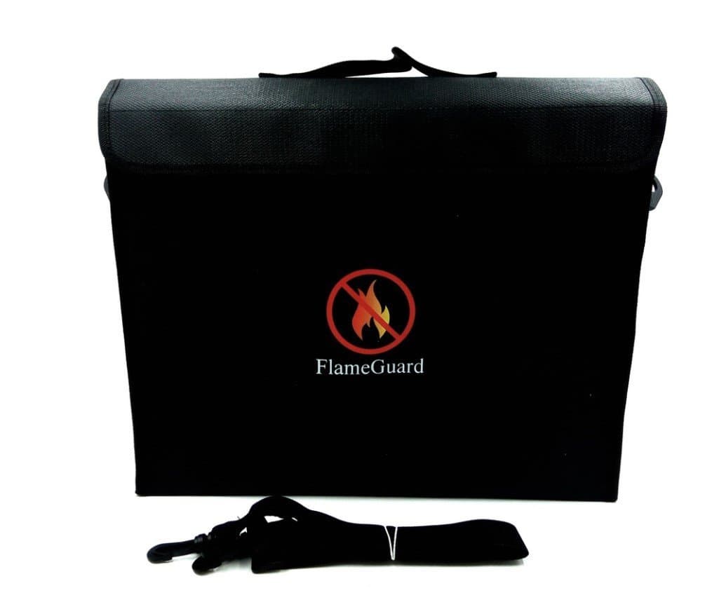 Fireproof Document Bag Anti-Irritation Silicone Coated Fire Water Resistant Money Bag Fireproof Safe Storage 15.8" x 12.6" x 3" for Money, Documents, Jewelry, Passport and Laptop