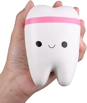 Anboor 4.4 Squishies Jumbo Slow Rising Kawaii Teeth Scented Tooth Toy for Play 1 Pcs Color Random