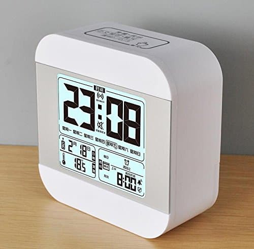 Super silent electronic alarm clock time old children creative digital clock Bedside Alarm Clock,white