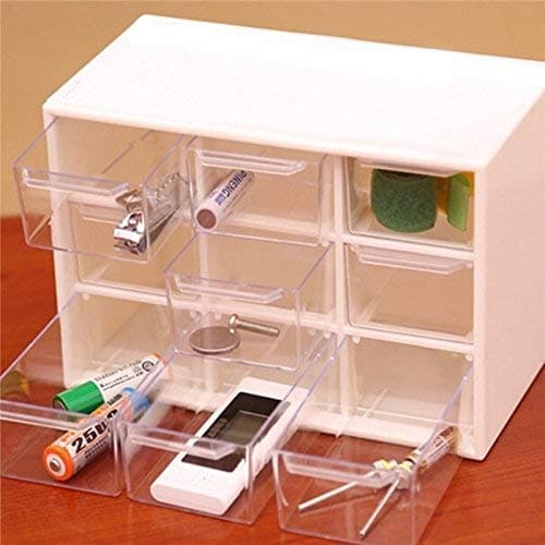 TALLIN® Acrylic Rectangular Mini 9 Drawers Jewelry Box Container Holder (Multi Color, 18*10*12cm/7*4*4.7inch)