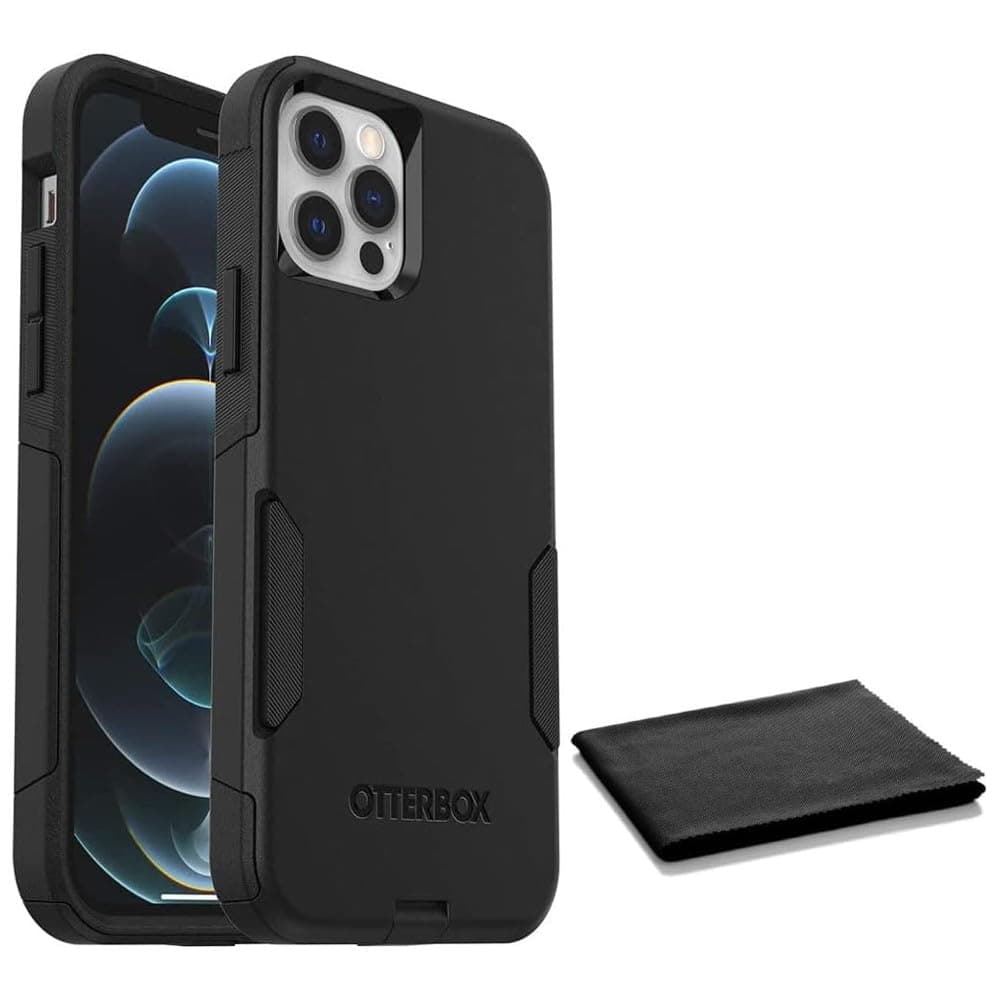 Commuter Series Case for iPhone 12 & iPhone 12 Pro (Only) - with Cleaning Cloth - Non-Retail Packaging - Black