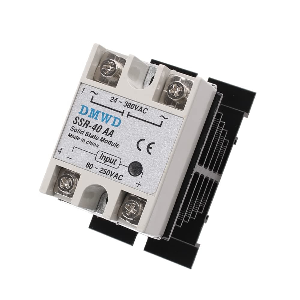 DMWD Automatic White Solid State Relay, 40A, 80-250V AC to 24-380V AC, Normally Open Contact, Panel Mount, UL Approved