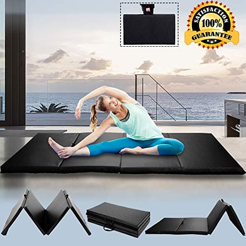 Gymnastics Mat Exercise Gym Mat 4'x8'x2' Thick Foldable Panel Gym Pad Aerobics Tumbling Mat Waterproof with Handle Home Exercise Mats Gymnastics Equipment for Yoga Pilates Stretching Martial Arts
