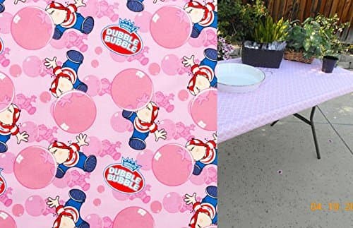 Custom Fitted Stay Put Tablecloth Bubble Yum Whimsical Print. Can Be Made For Almost Any Size Table Perfect For BBQ's and Birthday Parties