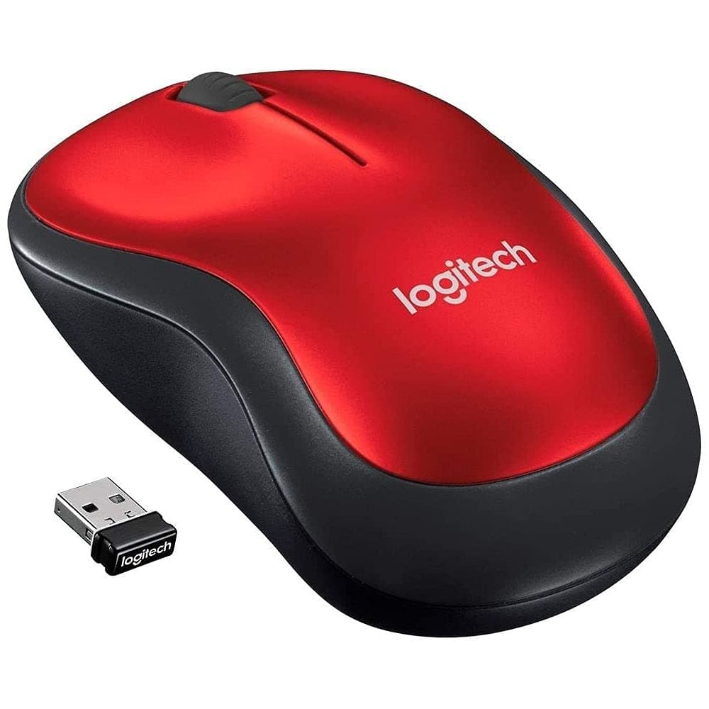 Logitech M185 Wireless Mouse, 2.4GHz with USB Mini Receiver, 12-Month Battery Life, 1000 DPI Optical Tracking, Ambidextrous, Compatible with PC, Mac, Laptop - Red