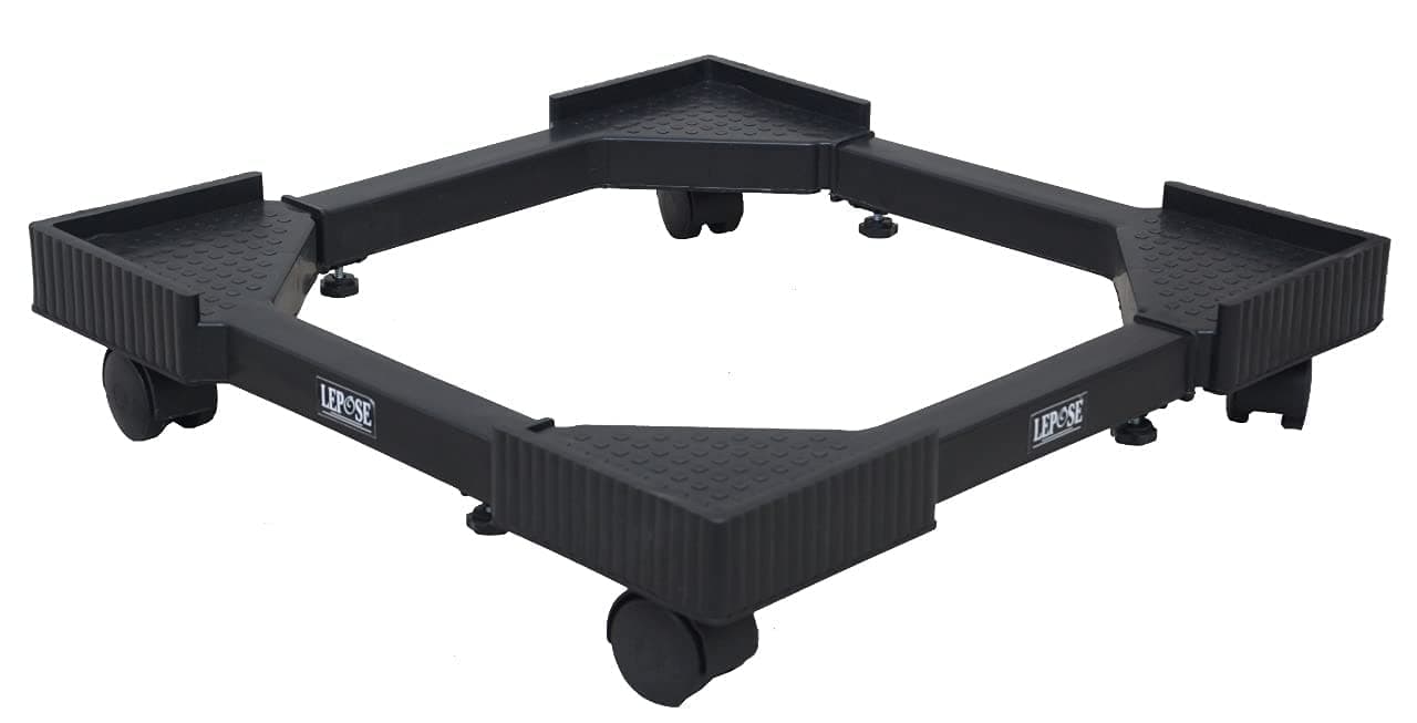 Lepose Original Heavy Duty Top Load Washing Machine/Refrigerator(Up to 250 LTR)/Dishwasher Stand/Trolley (100% Made of Vergine Material) (Black), Large