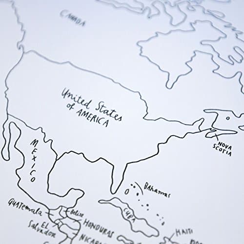 Awesome Maps Sketch Map - World Map Poster - Line Drawings and Hand-Lettered Typography - Signature Edition Black White