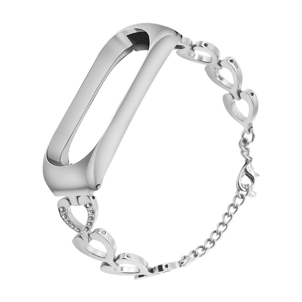 For Xiaomi Mi Band 4 Replacement Strap, BIYATE Miband 3/4 Replacement Band with Metal Protector Case Stainless Steel Wrist Strap Wristband Watchband Bracelet Replacement for Mi Band 3