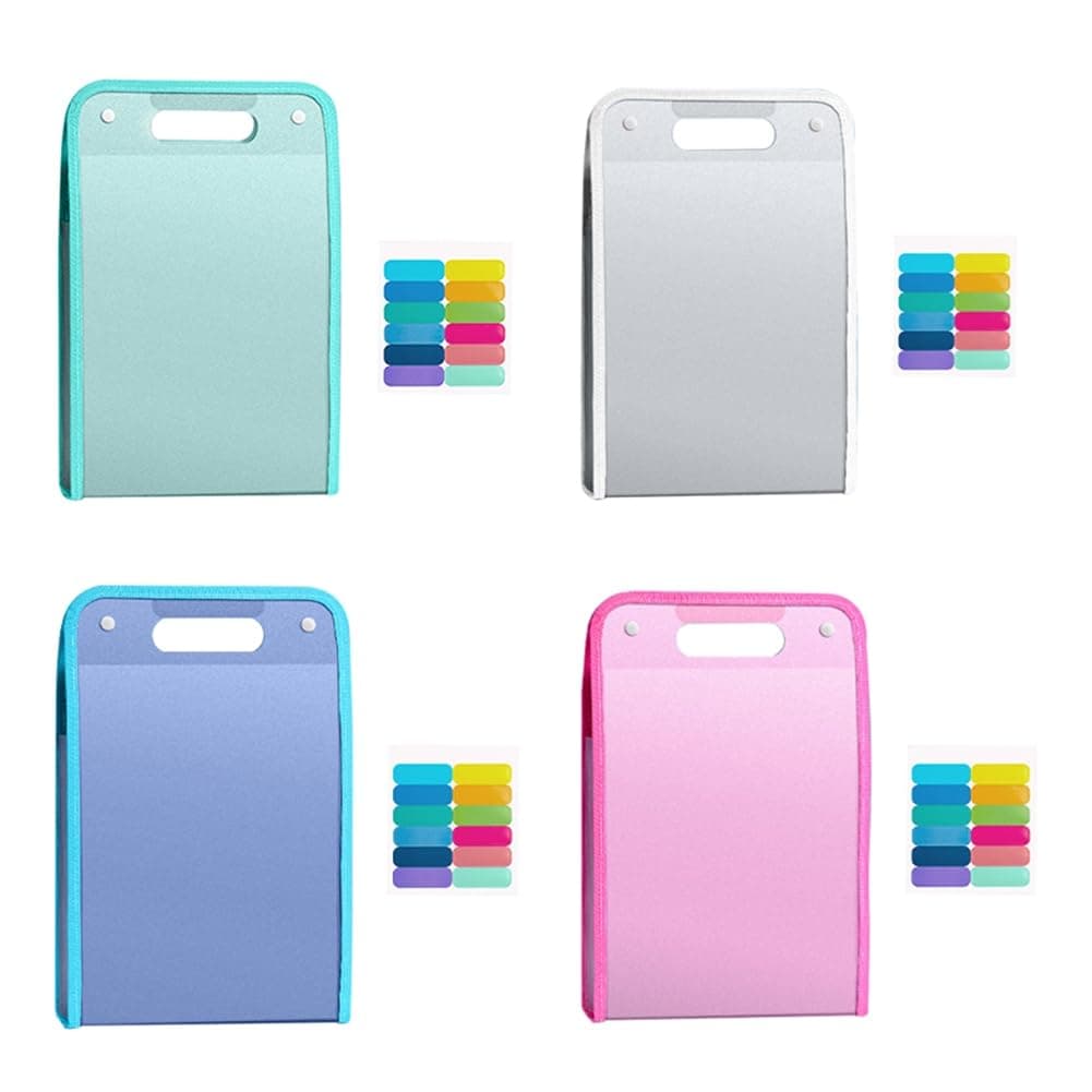 MYCHUS4Pcs A4 File Folders, Vertical A4 File Organizer with Handle with Portable 13 Pockets for Student, Business Easy to Use
