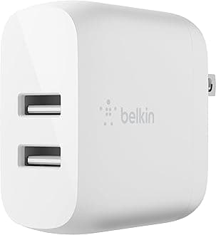 Belkin Dual Port USB Charger Block 24W - iPhone Charger Fast Charging - iPhone 17, Air, Pro, Pro Max, iPad, AirPods, Apple Watch, Samsung Galaxy S25, Nintendo Switch 2 & More - Cable Not Included