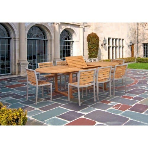 Teak and Aluminum 9 Pc Dining Set