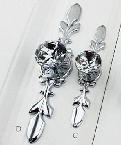 Cabinet Drawer Knob Glass Crystal Drawer Knobs Pulls Drawer Pulls Cabinet Knob Back Plate Silver Clear (C- Small Knob with Plate)