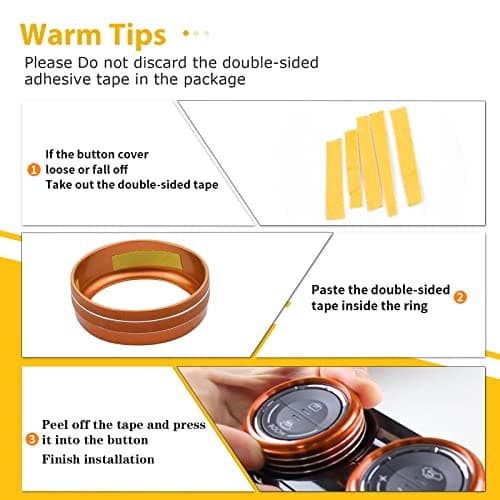 For Subaru AC Knob Cover Accessory Center Console Switch Volume Temp Control Button Ring Trim Compatible with Forester 2014-2018, Crosstrek XV 2013-2017,Impreza 2014-2016,WRX/STi 2015-2020 Orange 3PCS