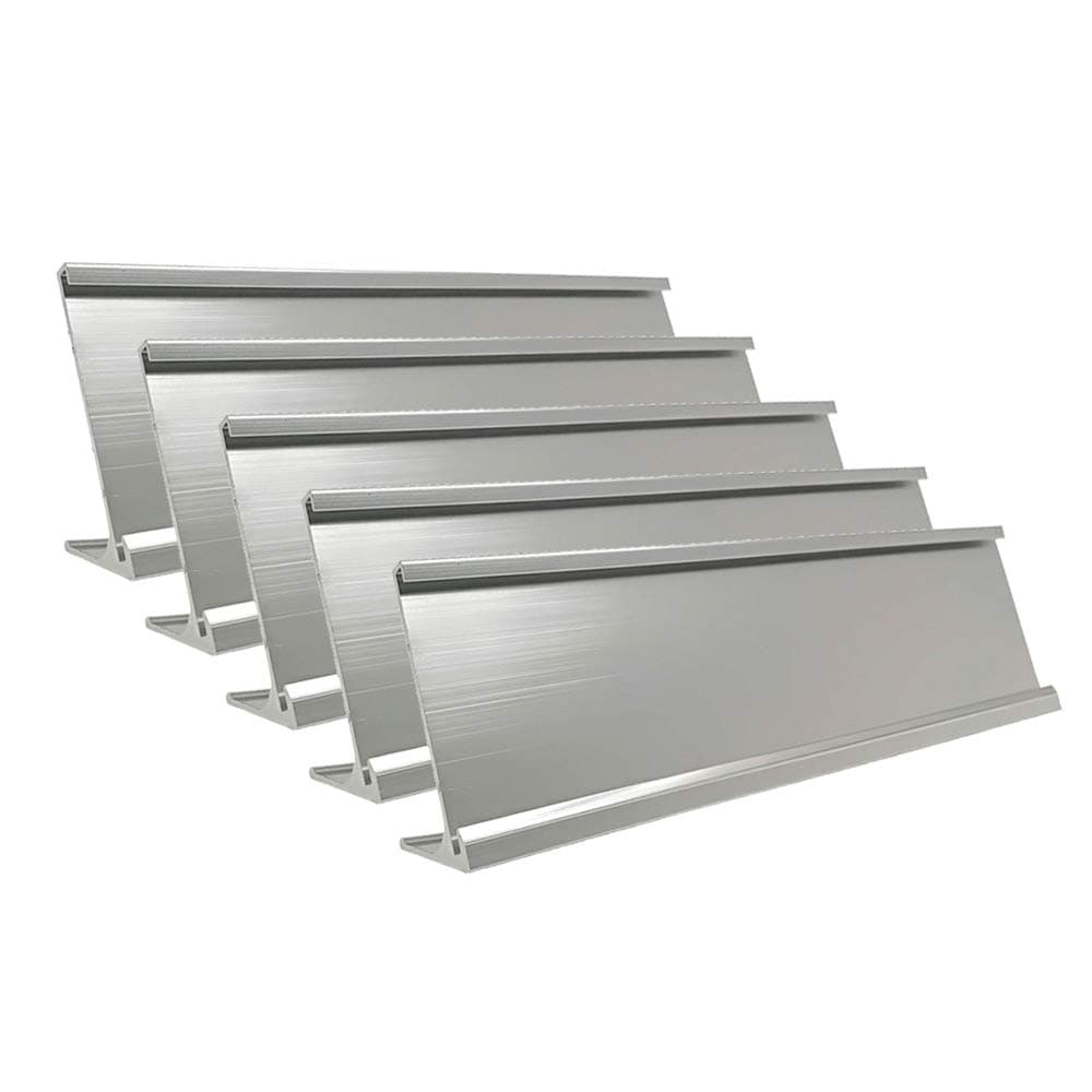Name Plate Desktop Office Desk Holder 5Pack (Silver, 2" x 10")