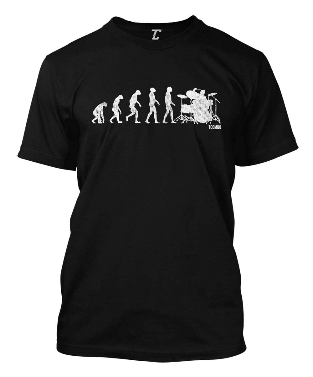 Evolution to Drumming - Drummer Men's T-Shirt (Black, Small)