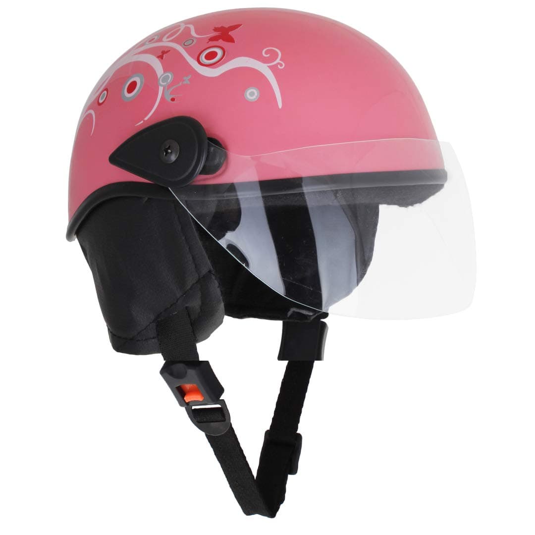 Sage Square Multi-Purpose Half Helmet for Men, Women (Small, Pink Glossy Sticker Design 1) (Non-Motorized)