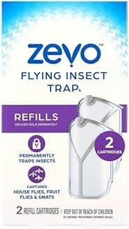 ZEVOFlying Insect Refills for Indoor Light Trap: Light Trap Refill Cartridges Capture Fruit Flies, Gnats and Houseflies (2 Refills Cartridge)