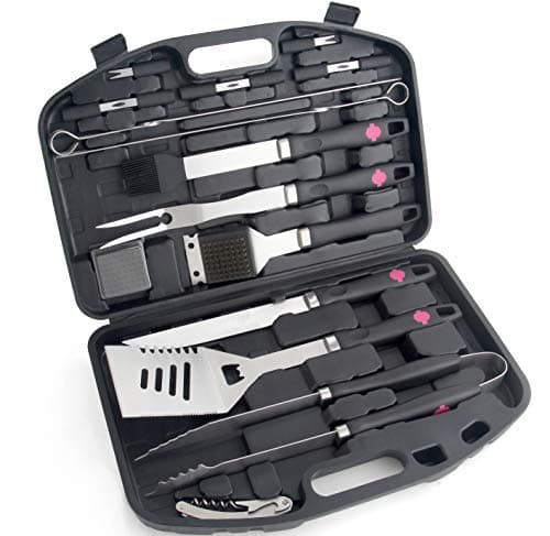 ROMANTICIST 19pc BBQ Grill Accessories Set with Gift Idea Case for Men Dad - Heavy Duty Stainless Steel BBQ Tool Set with Gift Box - Premium Grill Kit for Griddle Grilling Barbecue Outdoor Camp