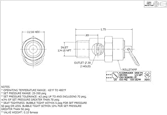 Brass, 1/4" NPT Soft Seat Safety Pressure Relief Valve, Made In The USA (70 PSI / 67 SCFM)