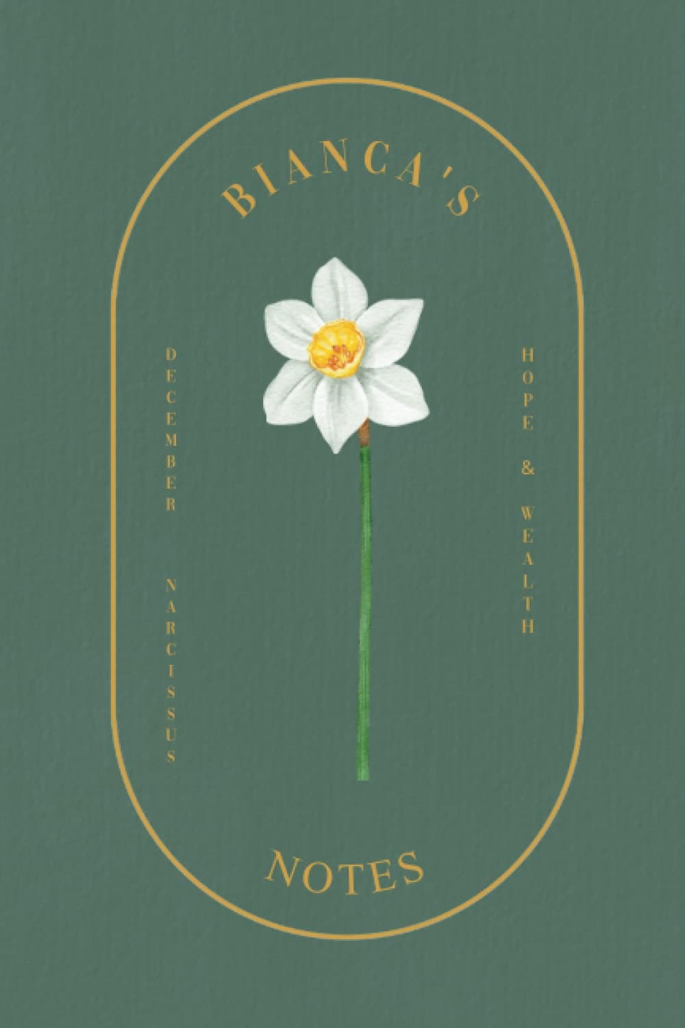 Bianca: Lined Writing Notebook with Personalized Name | Floral Journal: December and Narcissus Flower | 6 x 9 in. | 130 Pages