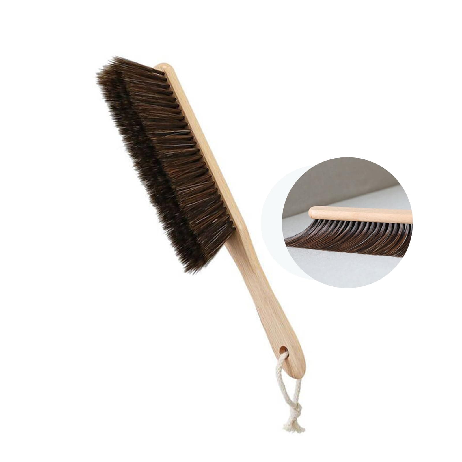 Wooden Handle Brush Hand Broom Household Cleaning Brush Soft Bristles Dusting Brush for Bed,Sofa,Furniture,Clothes,Car
