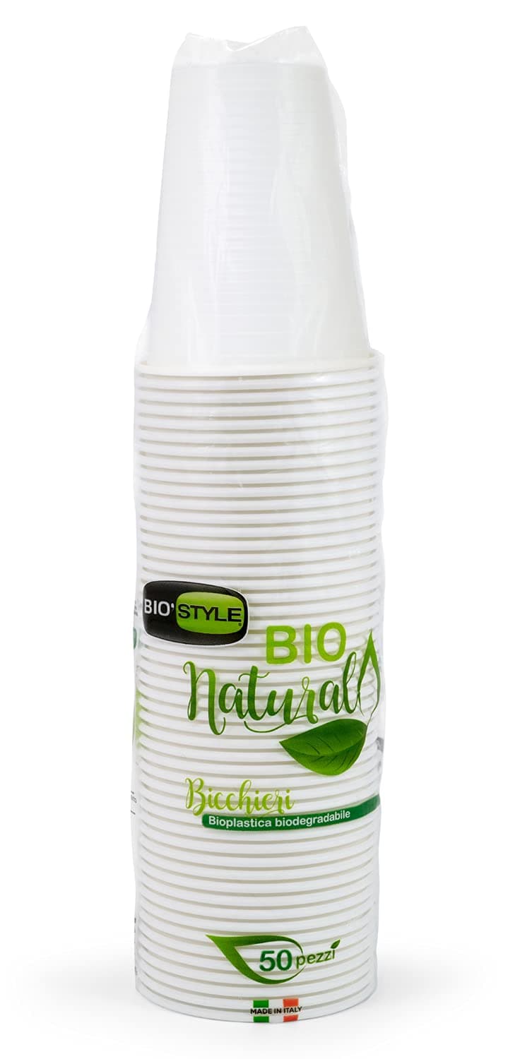 50 Cups 200 cc – Bioplastic – Made in Italy – Biodegradable and Compostable