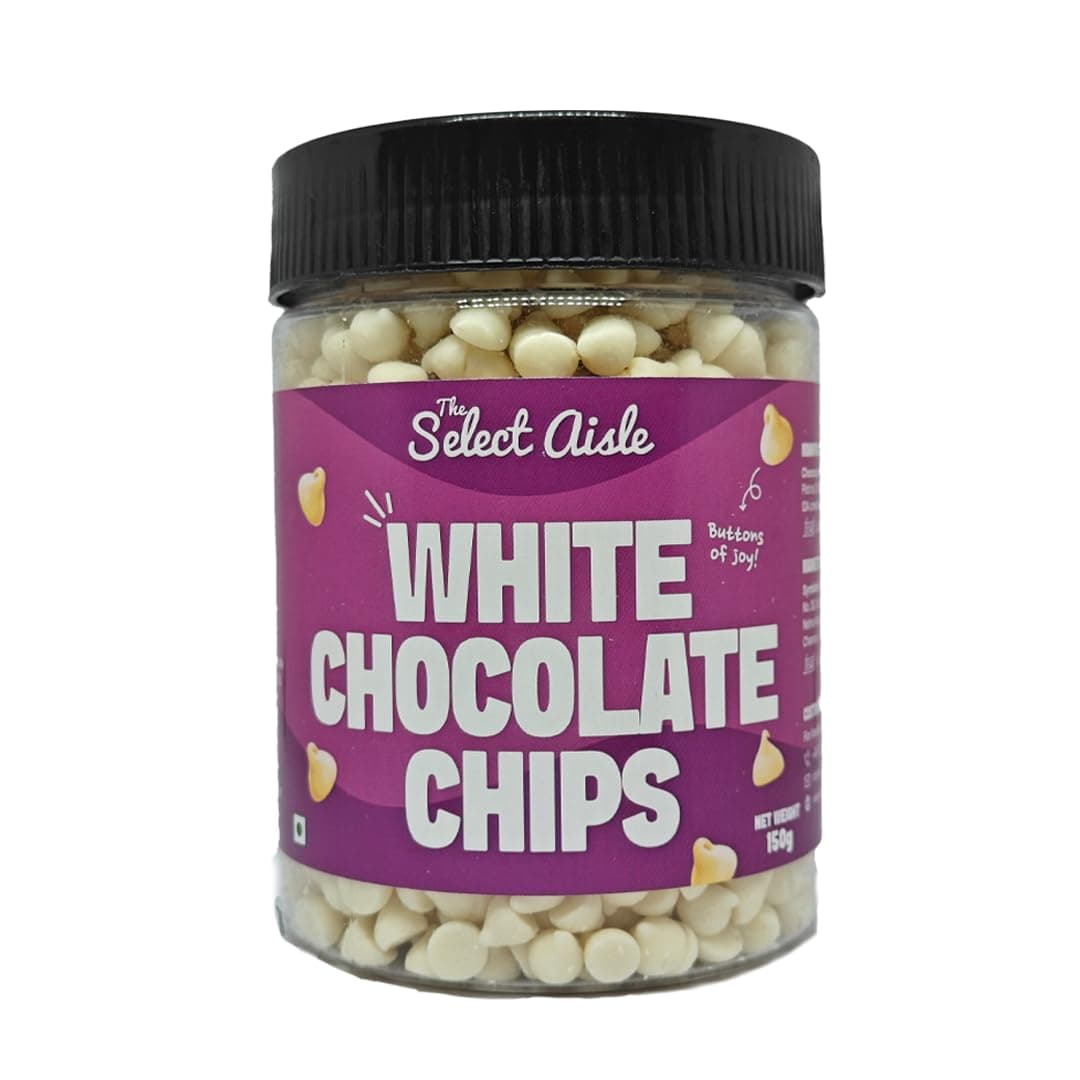 The Select Aisle's White Chocolate Chips - 150g [White Chocolate Chips | Compound Chocolate Chips for Cake Decorations | Choco Chips for Baking | White Choco Chips]