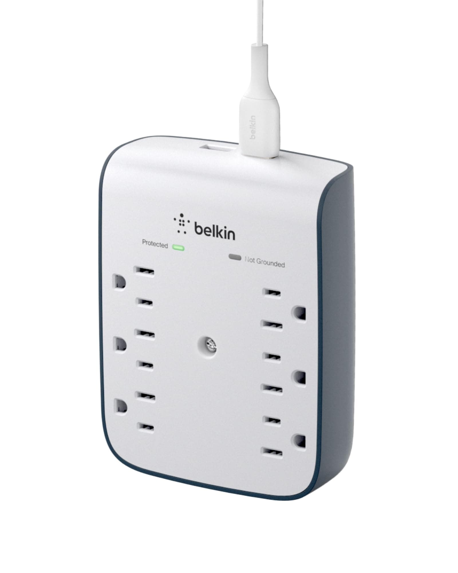 6-Outlet Wall Surge Protector w/ 2 USB-A Port for Home, Office, Travel, Computer Desktop, Laptop, Phone Charger, & More - 900 Joules of Protection