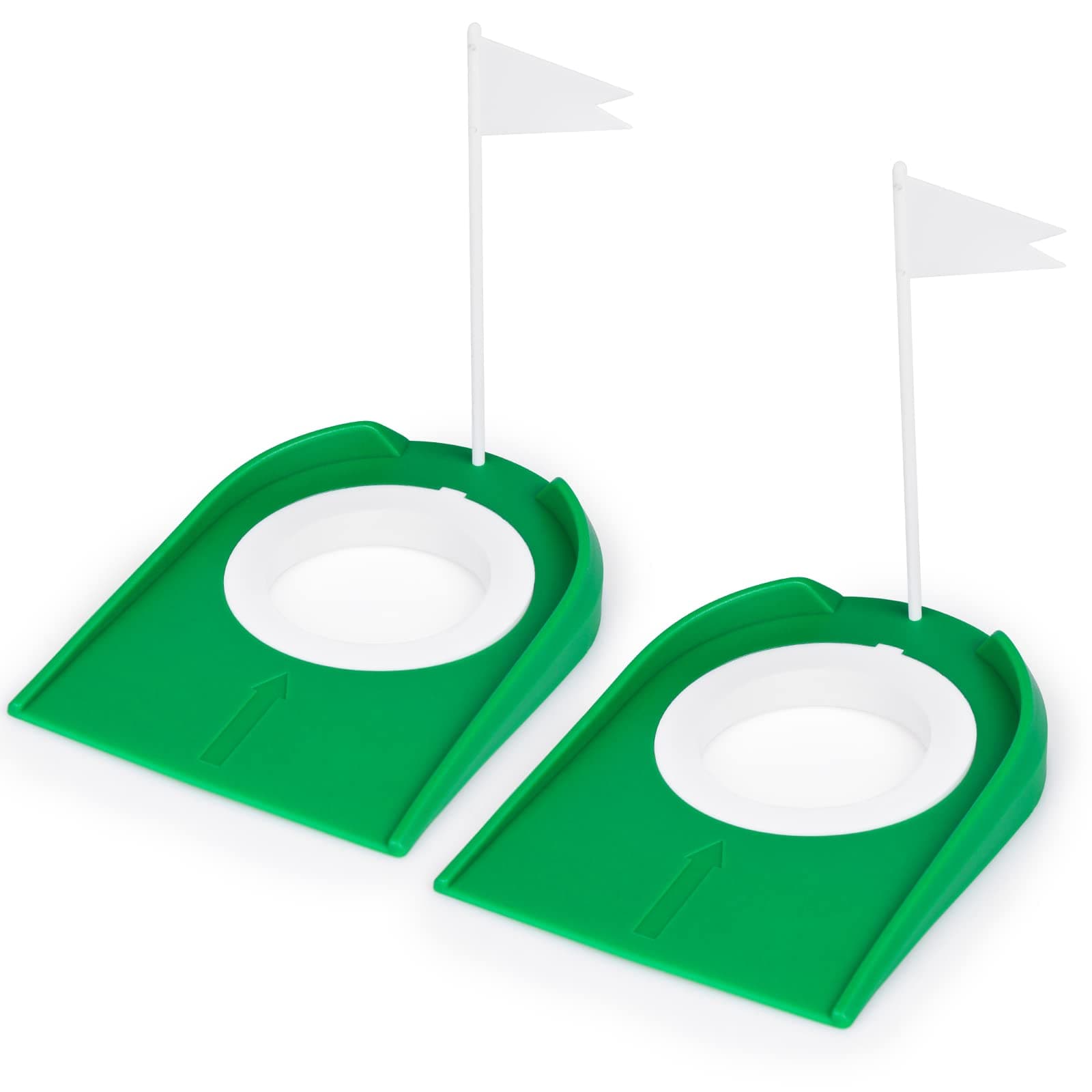 Oasisgalore 2 Pack Golf Putting Cup with Flag Indoor Practice Training Aids Plastic Golf Putting Hole Putter Regulation Cup for Kids Men Women Indoor Outdoor Home Office Backyard Yard Golfing