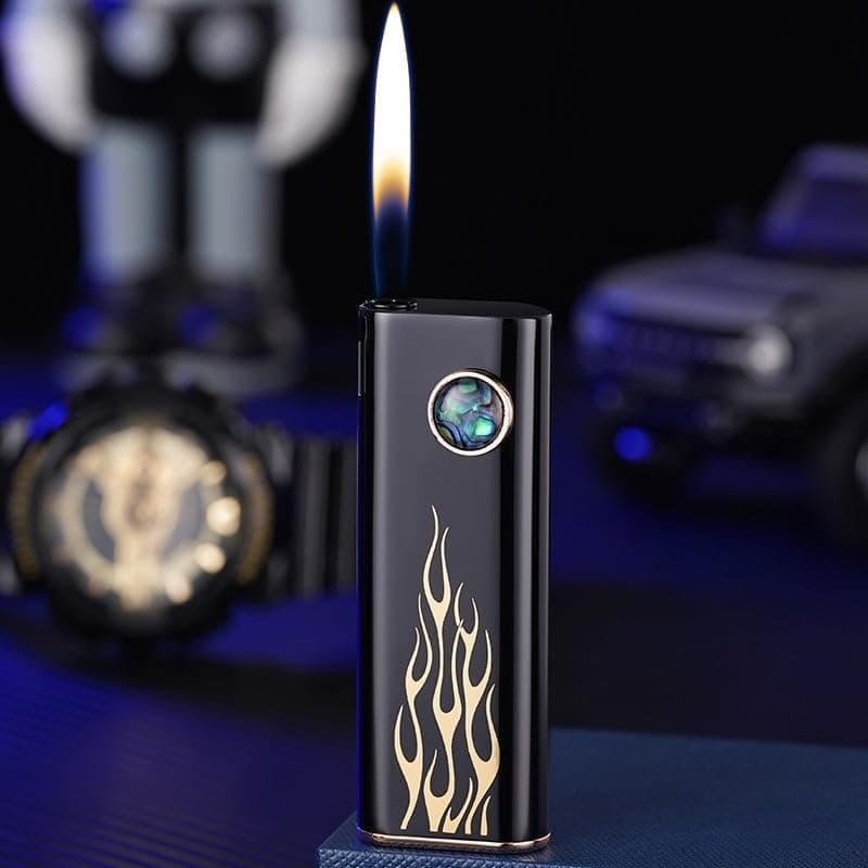 Shell Cat Eye Rechargeable Lighter Silent Battery Ignition Portable Compact and Windproof for Everyday Carry and Outdoor (Black 4)