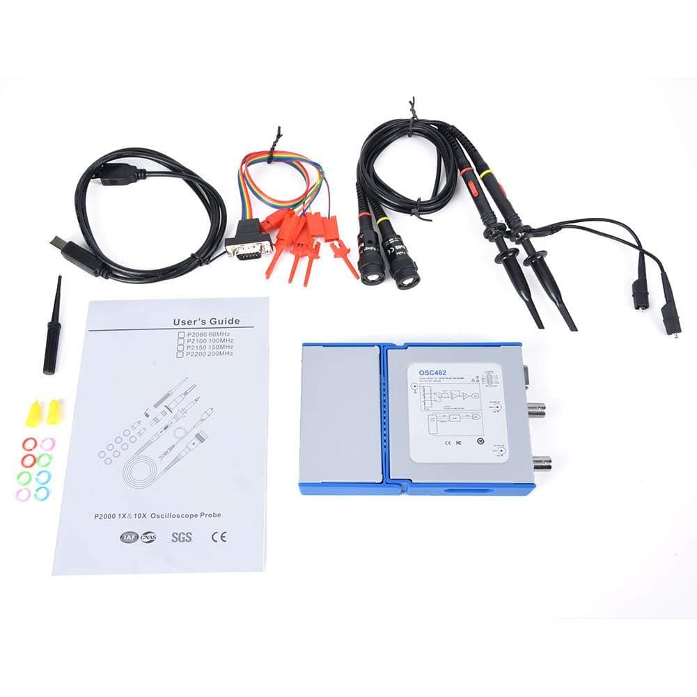 USB PC Oscilloscope,Oscilloscope Logic Analyzer Digital Oscilloscope, OSC482L USB PC Portable Virtual Oscilloscope 20MHz Bandwidth with 4 Channel Logic Analyzer