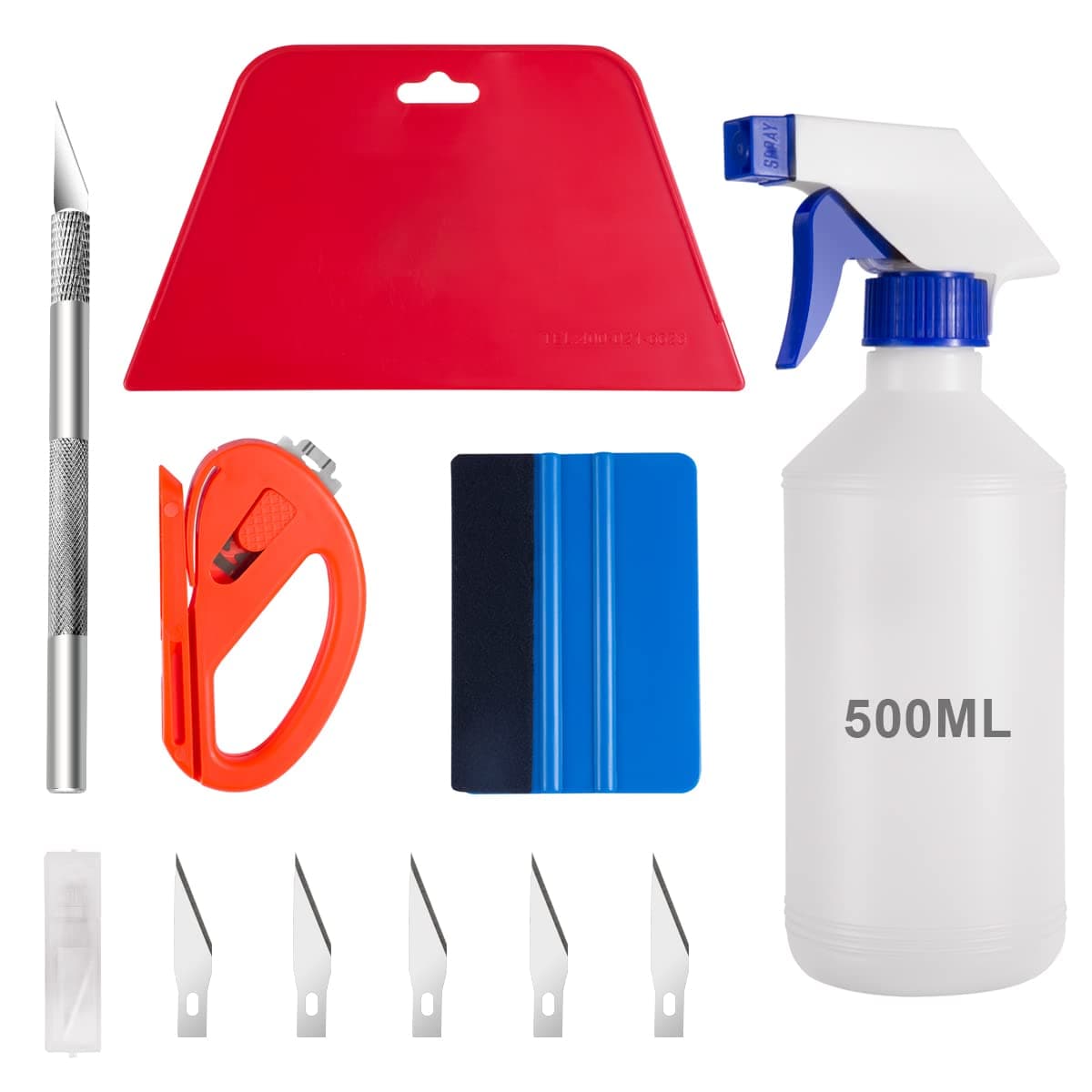 Car Window Tint Application Tools Kit, 9 Pcs Vehicle Glass Protective Film Installing Tool Car Window Film Squeegee Automotive Film Scrapers Window Tint Tools