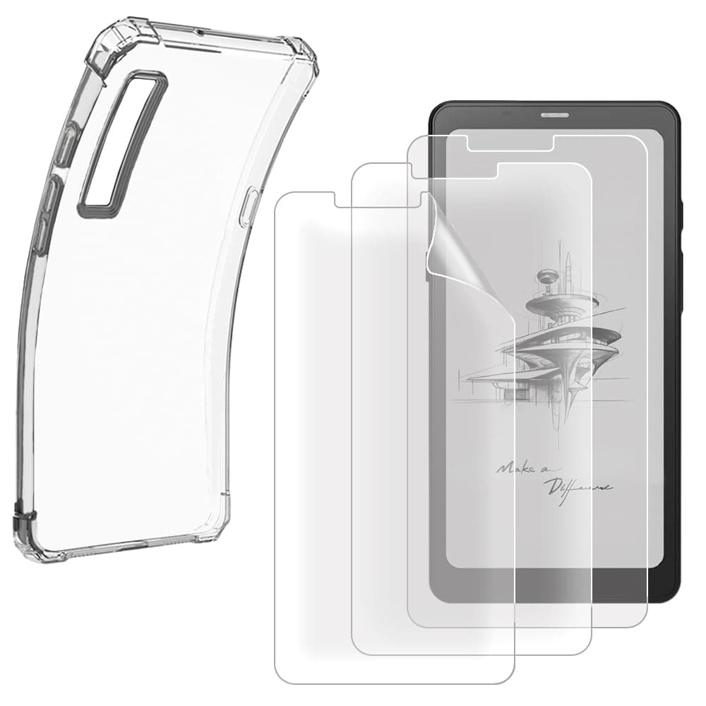 eBook Reader Screen Protector Compatible for Onyx Boox Palma 6.13 Inch/Kant/Kant 2, PET Anti-Scratch High Definition Film and Soft Clear TPU Protective Case