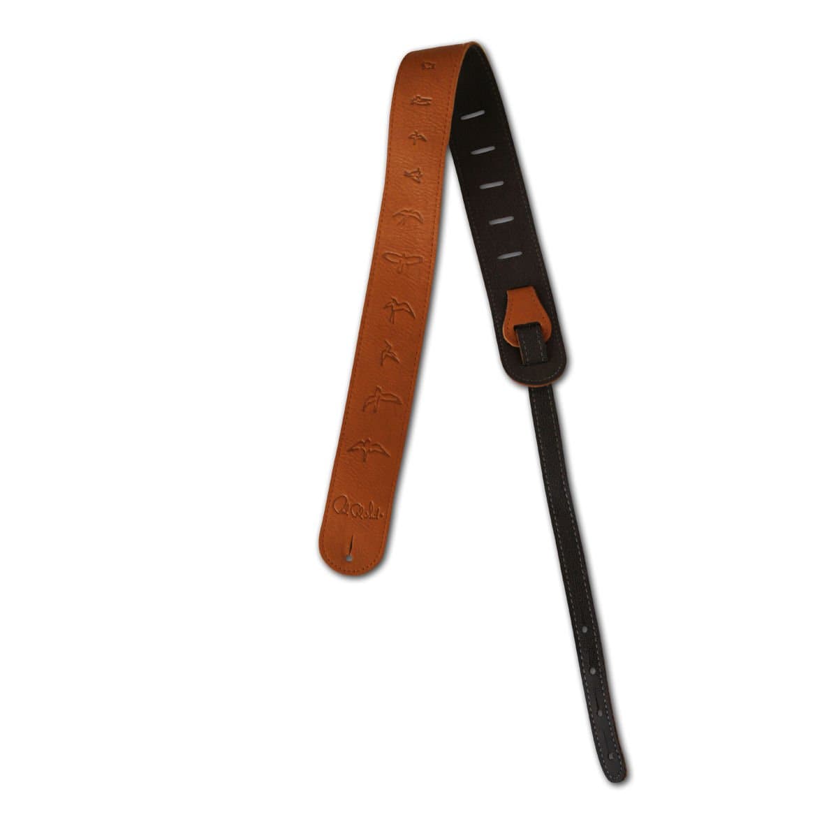 PRS PS-ACC-3112 Smooth Leather Guitar Strap with Embossed PRS Birds Light Brown