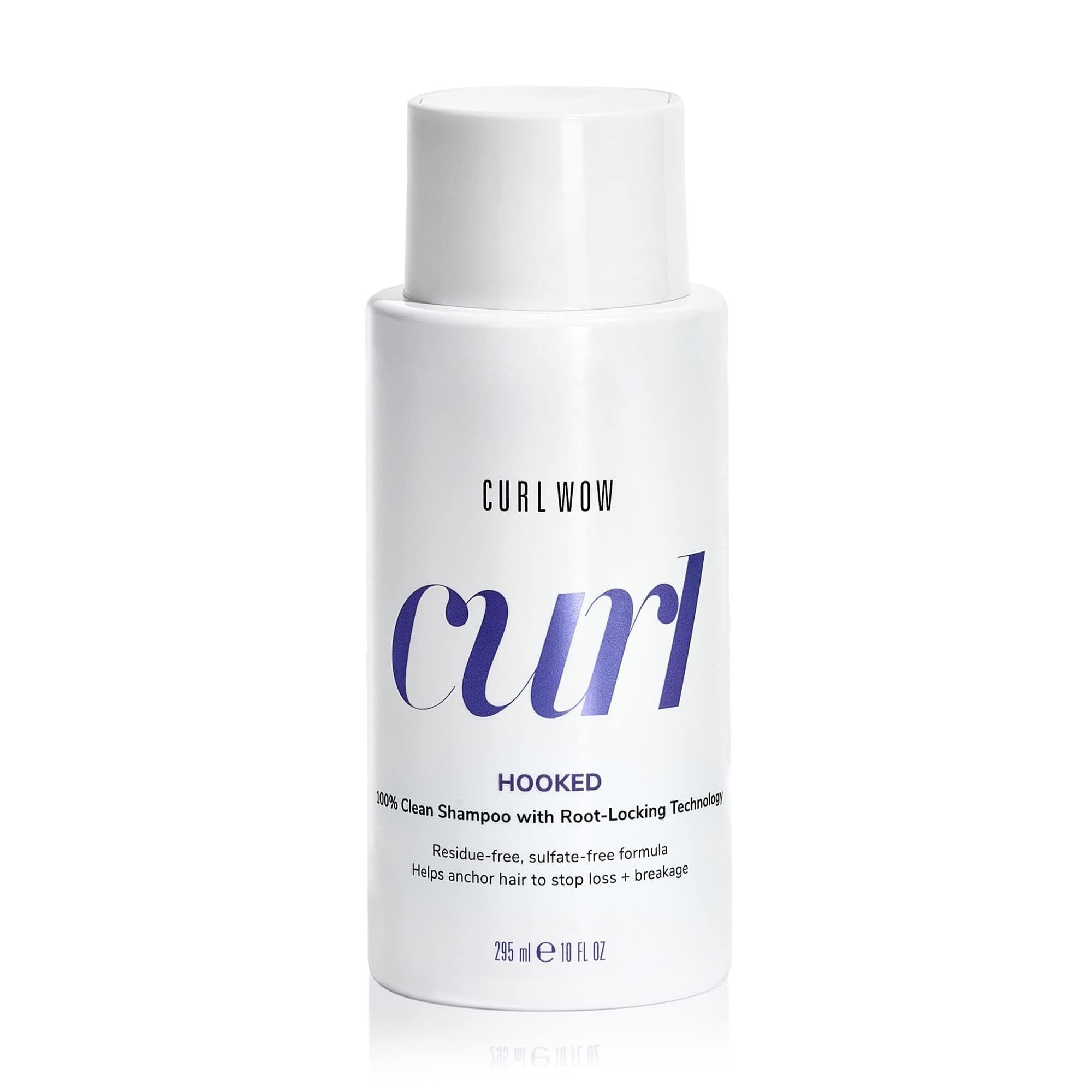 Curl Wow Hooked 100% Clean Shampoo with Root-Locking Technology – Rich-lathering, sulfate-free formula leaves no residues + helps anchor hair to stop shedding