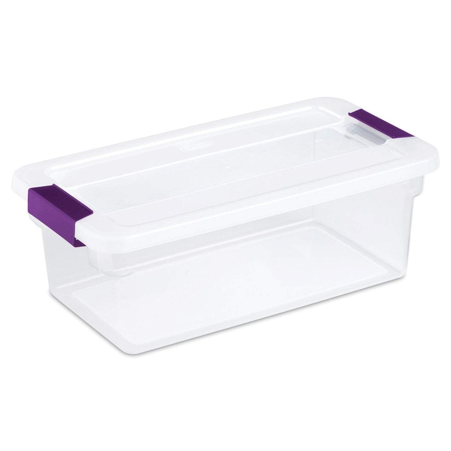 17511712 6 Quart Clearview Latch Storage Container With Plum Handles
