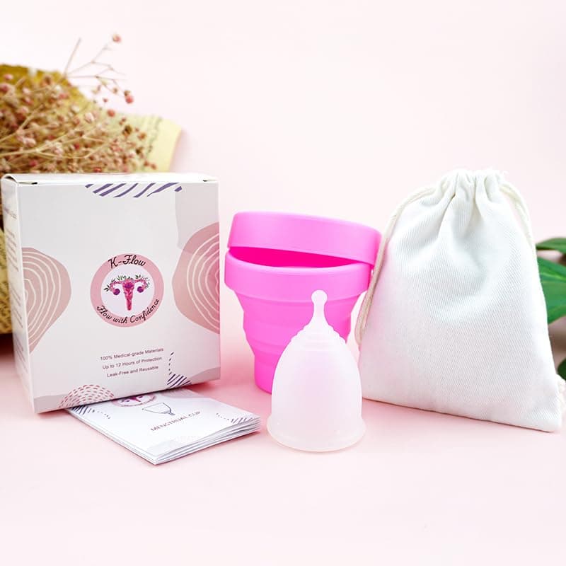 K-Flow Menstrual Cup (White & Pink, Large)