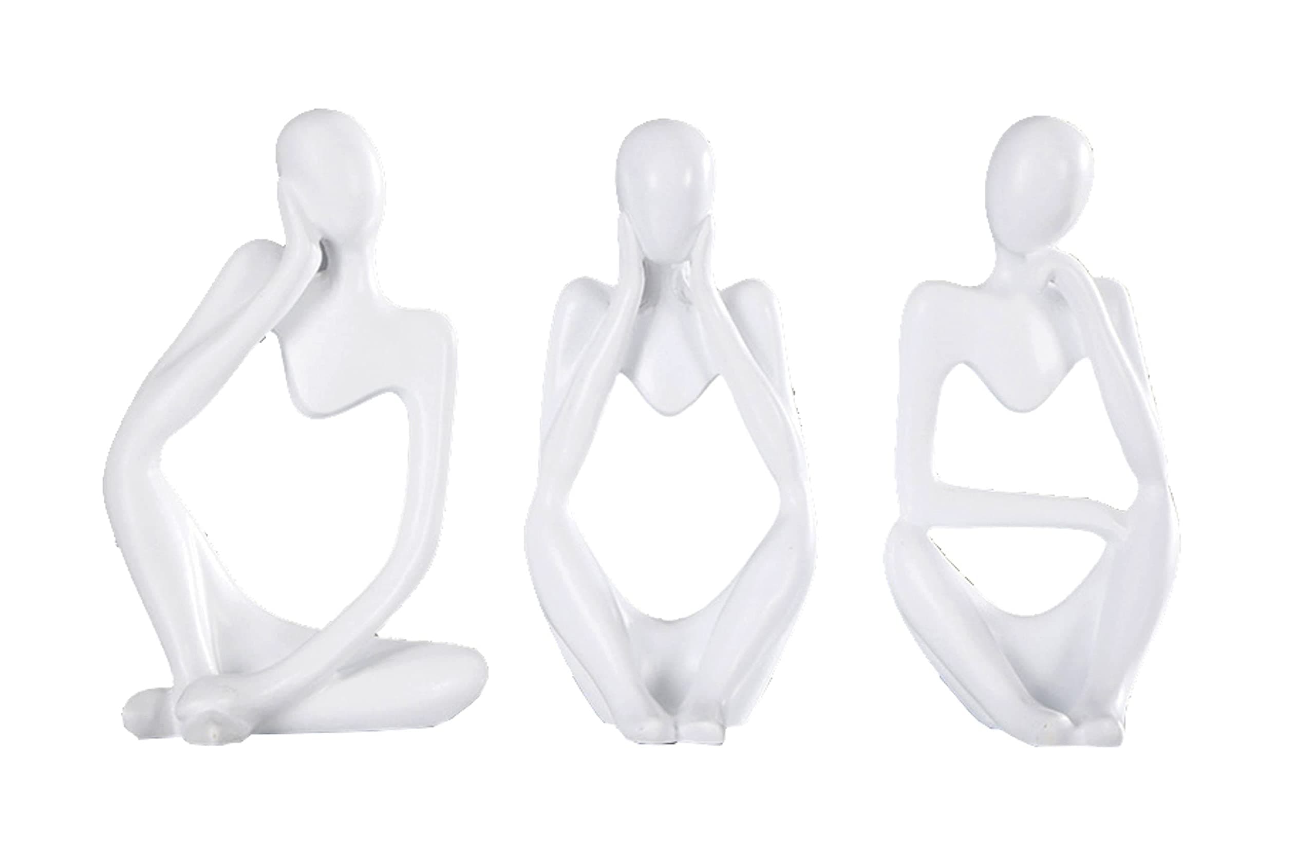 3 Pcs Thinker Statue Set White Abstract Sculptures Home Decor Modern White Decor Accents Statuesfor Bookshelf Coffee Table Shelf Desktop Office Decor Collectible Figurines Art Decor