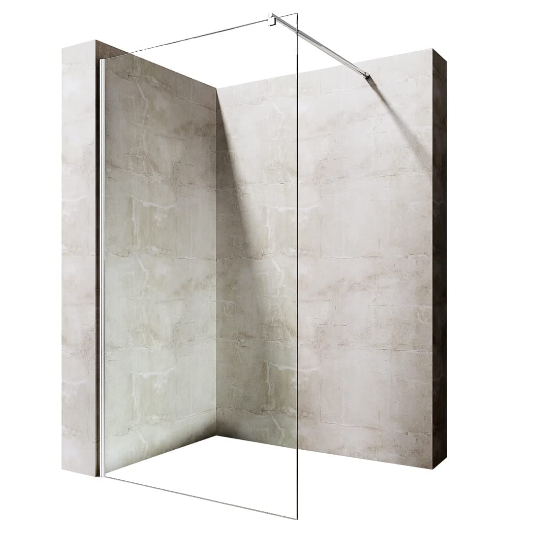 Durovin Bathrooms 800mm Walkin Shower Screen 2000 mm high - 8mm Safety Clear Glass - Wetroom Shower Enclosure