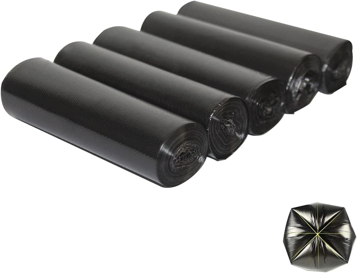 Biodegradable Trash Bags - 10 Gallon Durable Garbage Bag, Pack of 60, Perfect for Tall Trash Cans Green Thicken Recycling Bin Bags for Kitchen, Bathroom, Camping, Office, Car BLACK