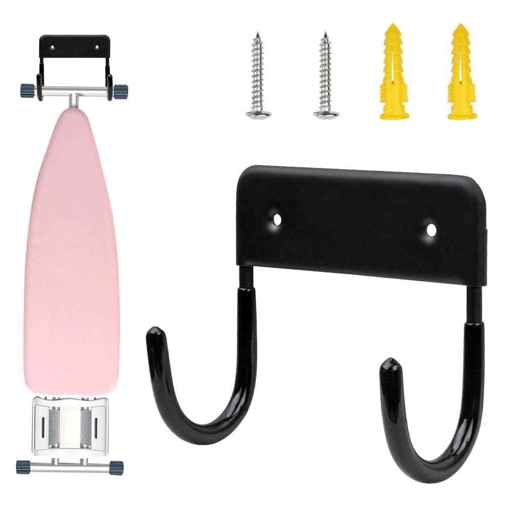Azonee Ironing Board Wall Mount, Hanger, Holder, Iron Board Hook With Mounting Screws for Laundry Rooms
