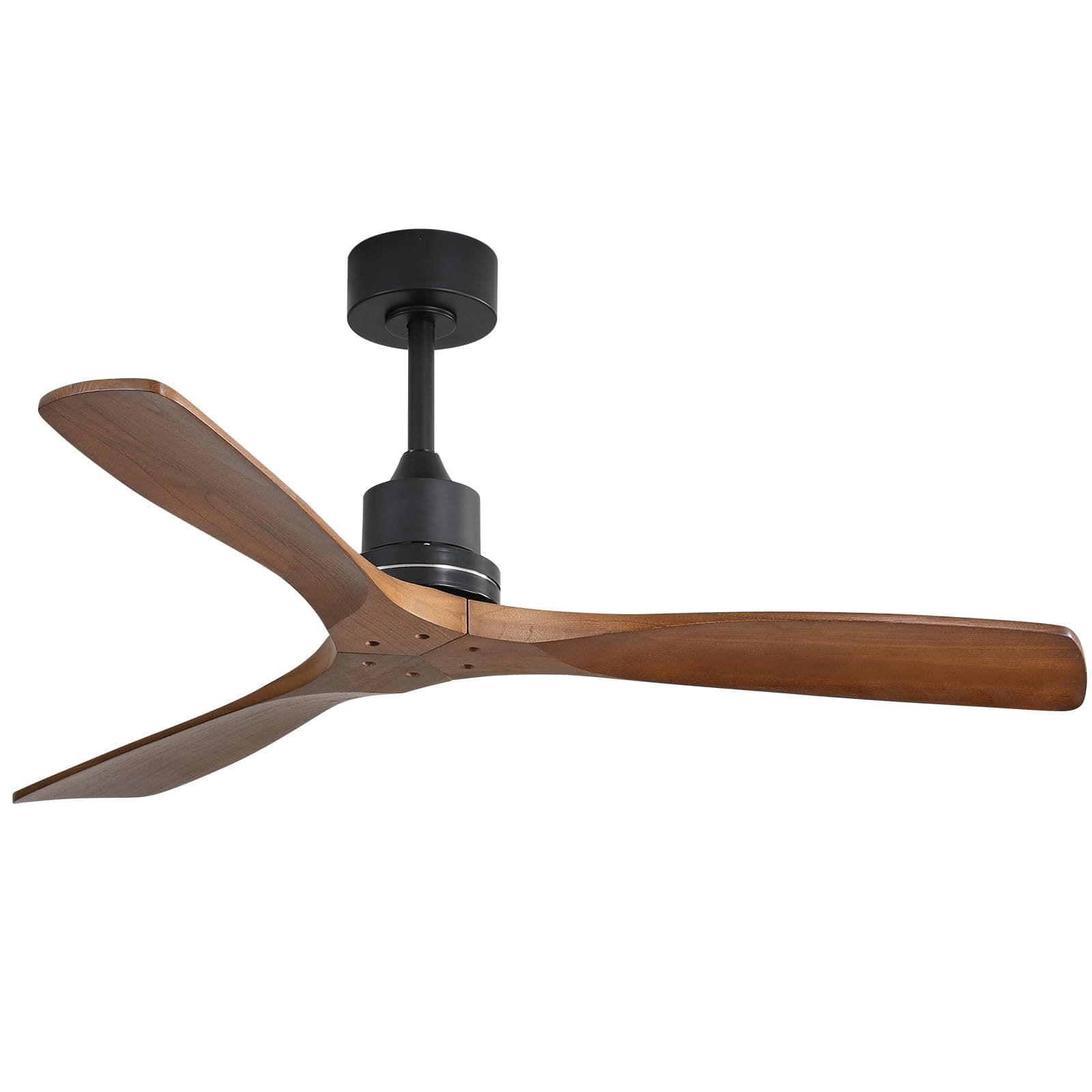 CACI Mall Wood Ceiling Fan no Light,Walnut,52" Ceiling Fan Without Light,with Remote,Solid Wood 3 Blade Ceiling Fans,Bedroom, Living Room, Farmhouse, Porch