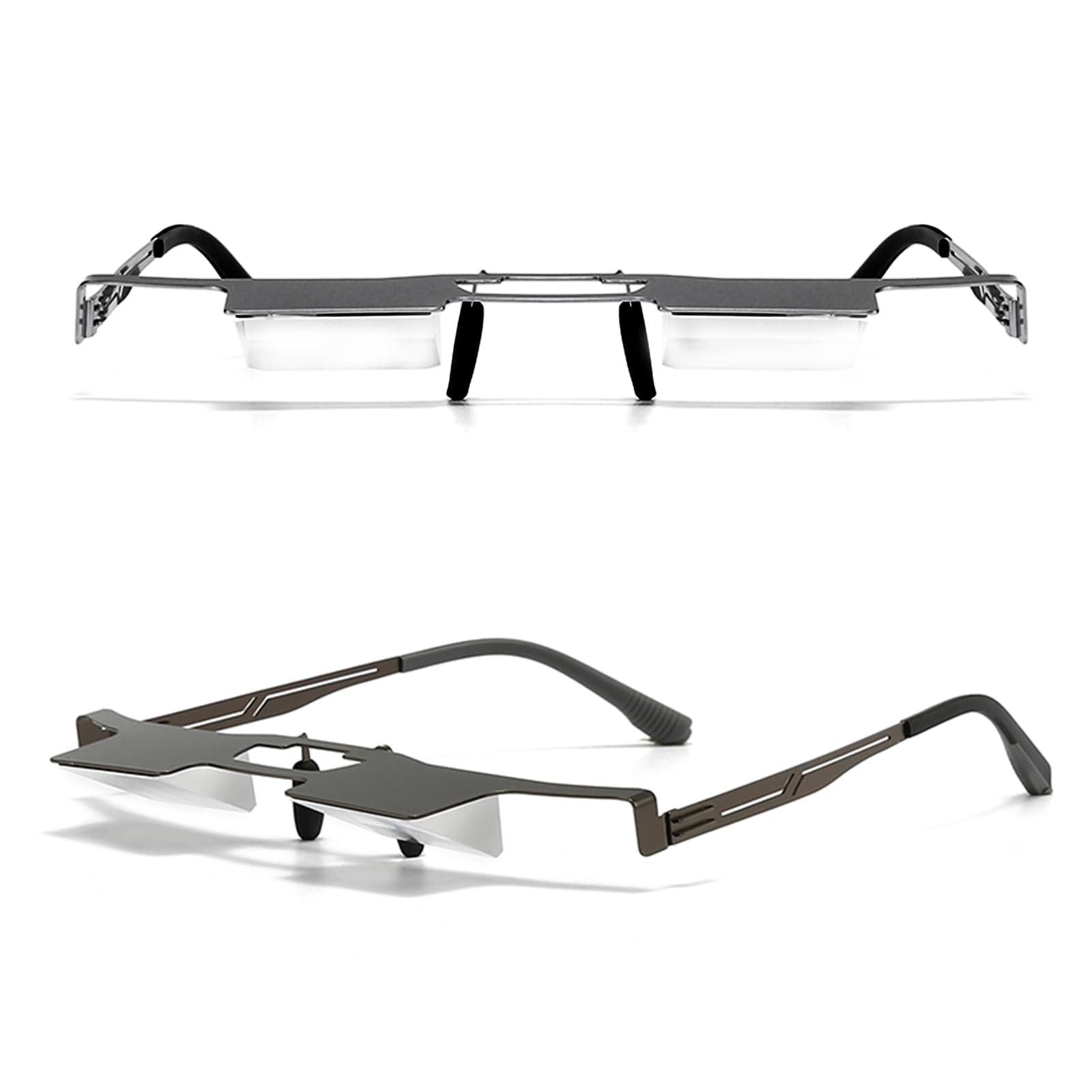 New Upgraded Lazy Glasses for Lying Down Bed Reading Watching TV on Sofa High Definition Prism Glasses Light Metal Frame Periscope Horizontal Eyeglasses 90° Angle Reading Glasses