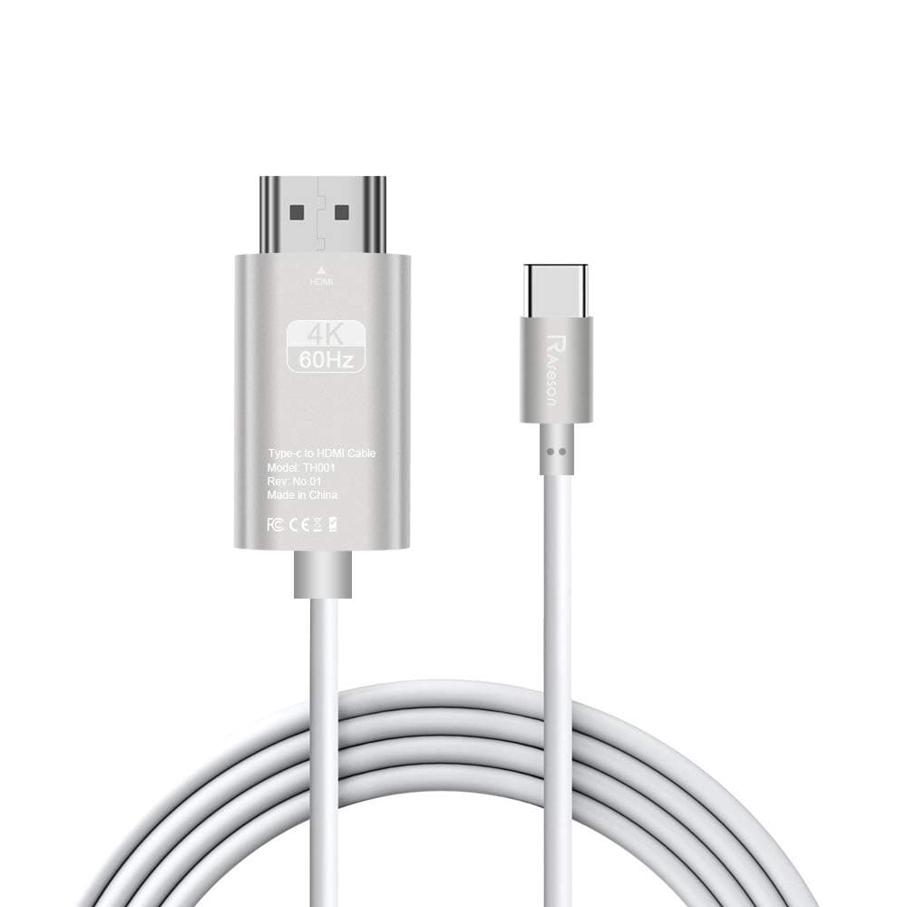 USB C to HDMI Adapter (4K@60Hz),6.6ft USB Type-C to HDMI Cable[Thunderbolt 3 Compatible] for iMac 2017,iPad Pro 2018,MacBook Air,MacBook Pro 2018/2017,Samsung Galaxy S10 and More (Silver)