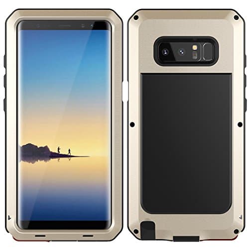 LISOPO Samsung Galaxy Note 8 case, Heavy Duty Hybrid Armor Aluminum Metal Dual Layer Bumper Case Soft Rubber Military Shockproof Hard Cover For Samsung Galaxy Galaxy Note 8 (Gold)(No Glass Screen)