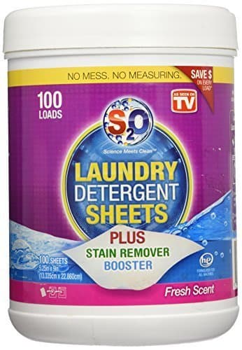 S2O Laundry Detergent Sheets Plus Stain Remover Booster, Fresh Scent, 100 Loads by s2o